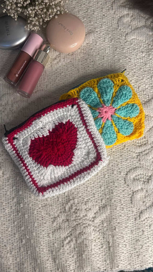 Heart Crochet makeup pouch